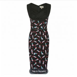 Lindy Bop Lipstick Kiss Print Pinup Wiggle